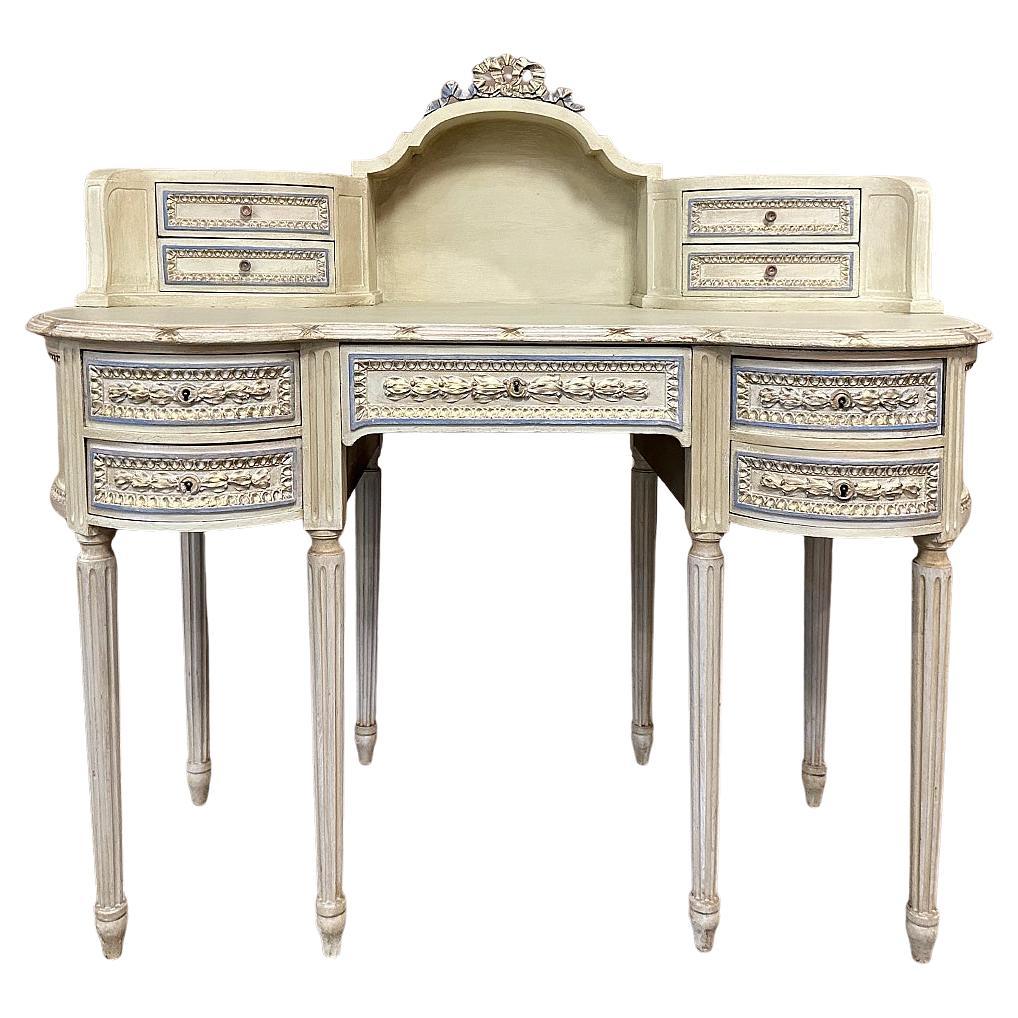 Antique Italian Neoclassical Painted Kidney-Shaped Vanity ~ Dresser