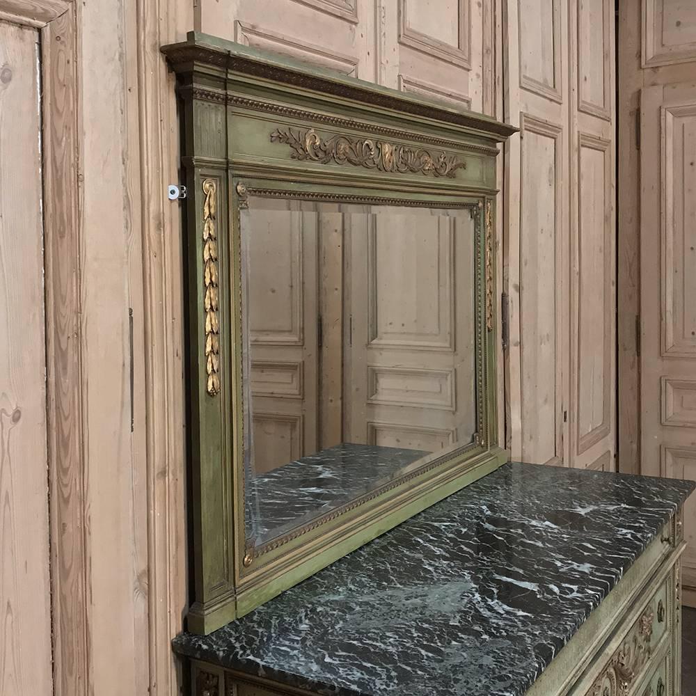 Hand-Carved Antique Italian Neoclassical Painted Mirror