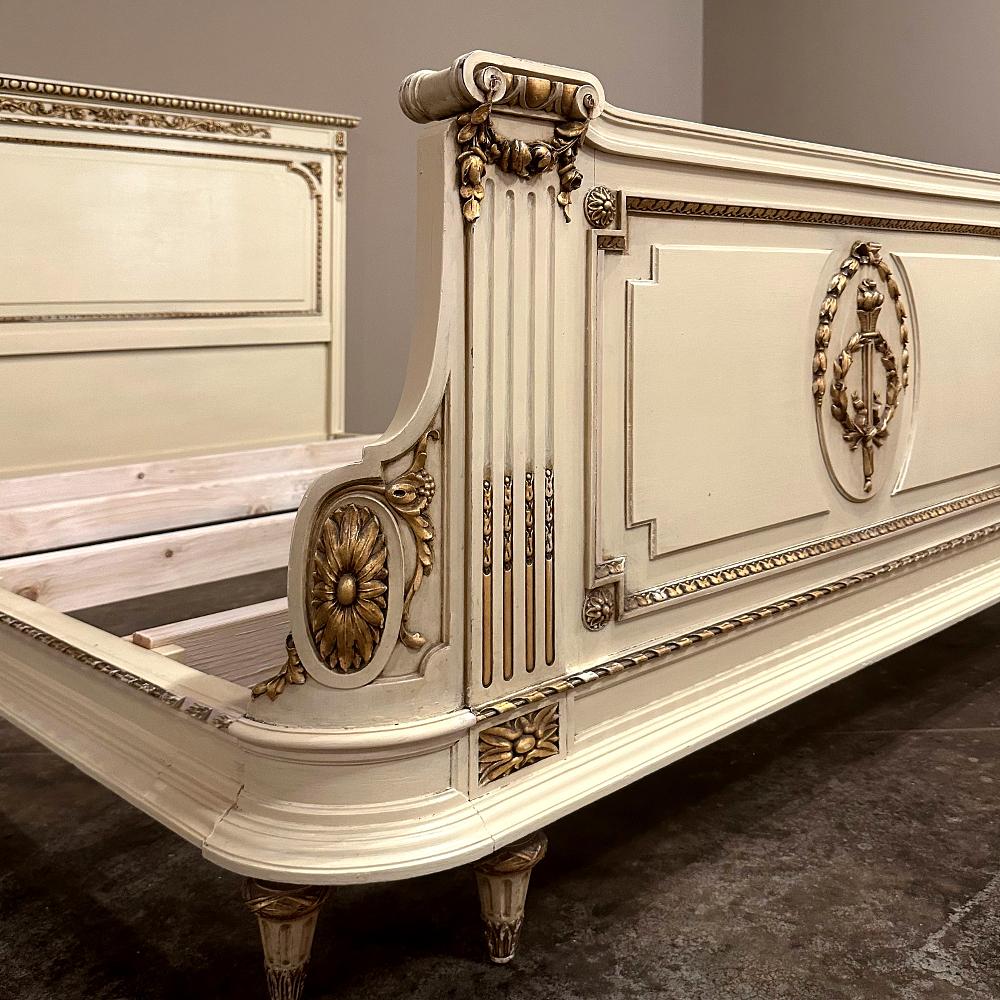 Antique Italian Neoclassical Painted Queen Bed For Sale 3