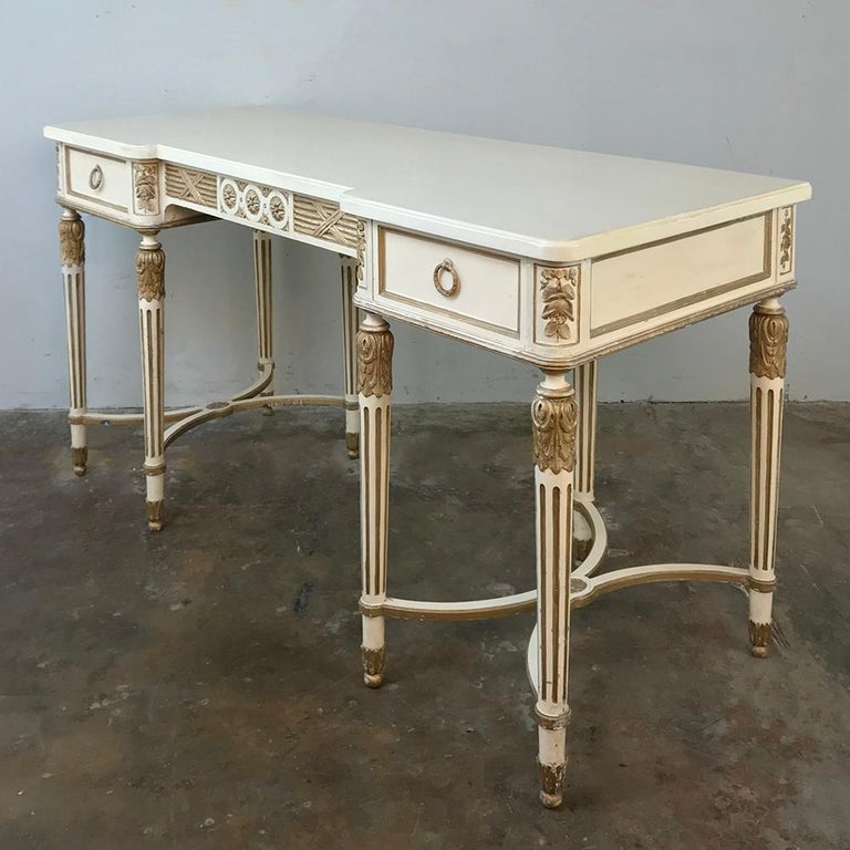Antique Italian Neoclassical Painted Sofa Table Vanity Writing