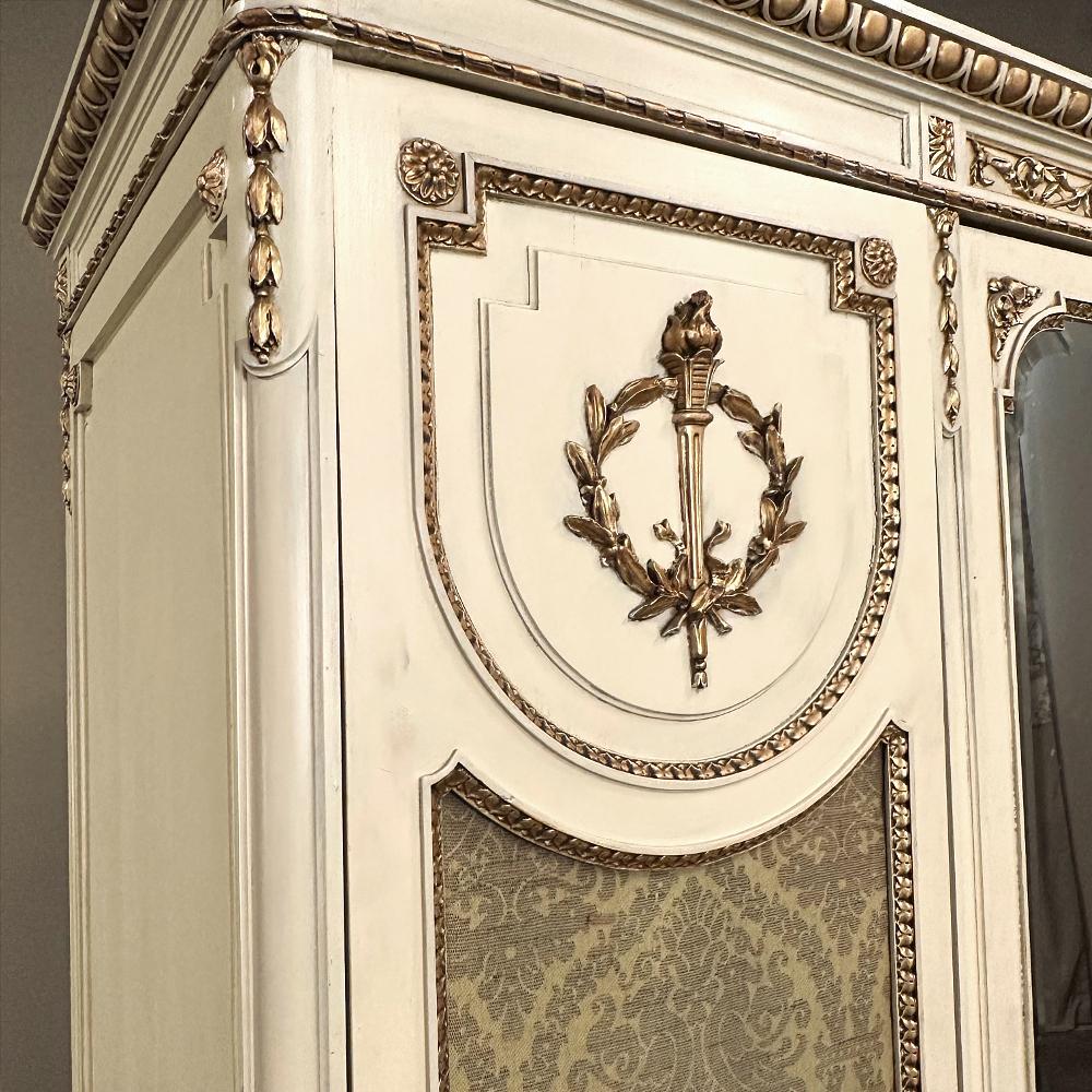 Antique Italian Neoclassical Painted Triple Armoire For Sale 4