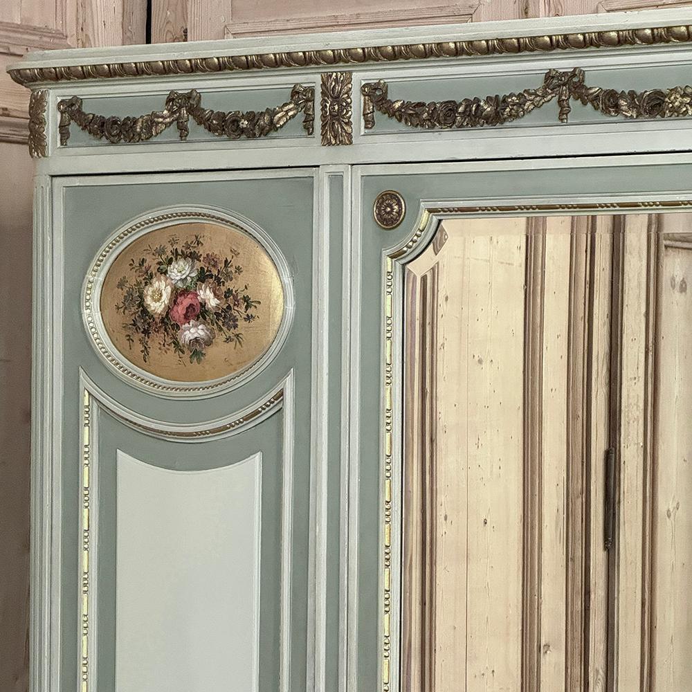 Antico armadio triplo dipinto in stile neoclassico italiano 6