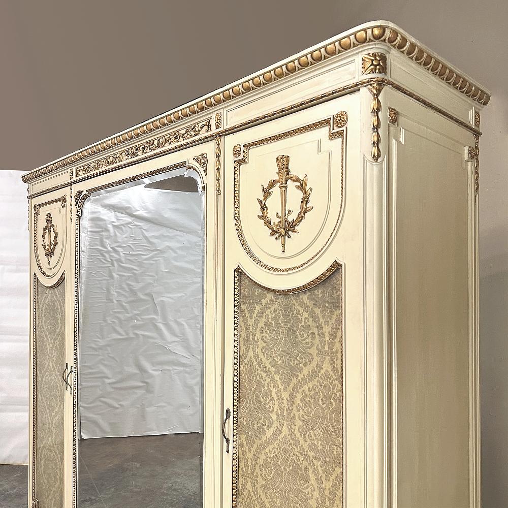 Antique Italian Neoclassical Painted Triple Armoire For Sale 11