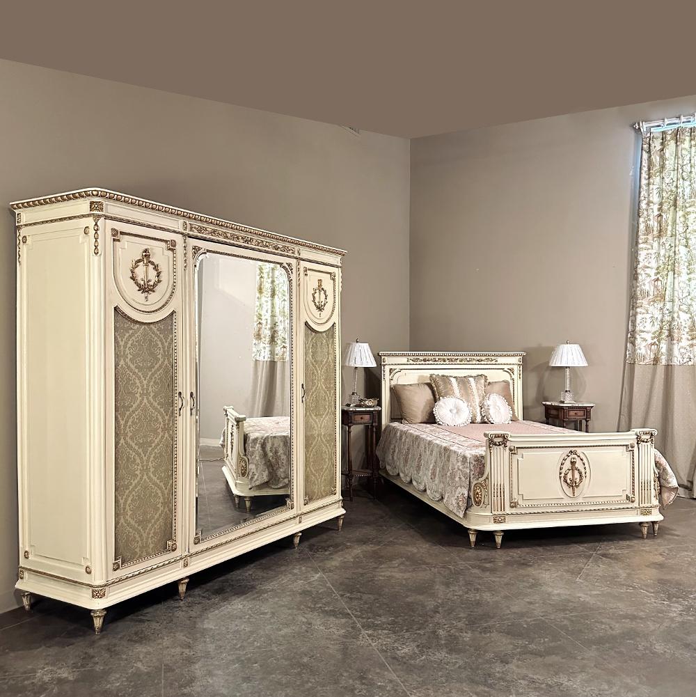 Antique Italian Neoclassical Painted Triple Armoire is a splendid expression of the classical style that dates back three thousand years! Even the French embraced the style during the reign of Louis XVI, but in reality it never really went out of