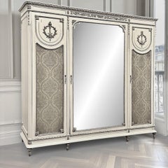 Antique Italian Neoclassical Painted Triple Armoire