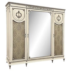 Antique Italian Neoclassical Painted Triple Armoire