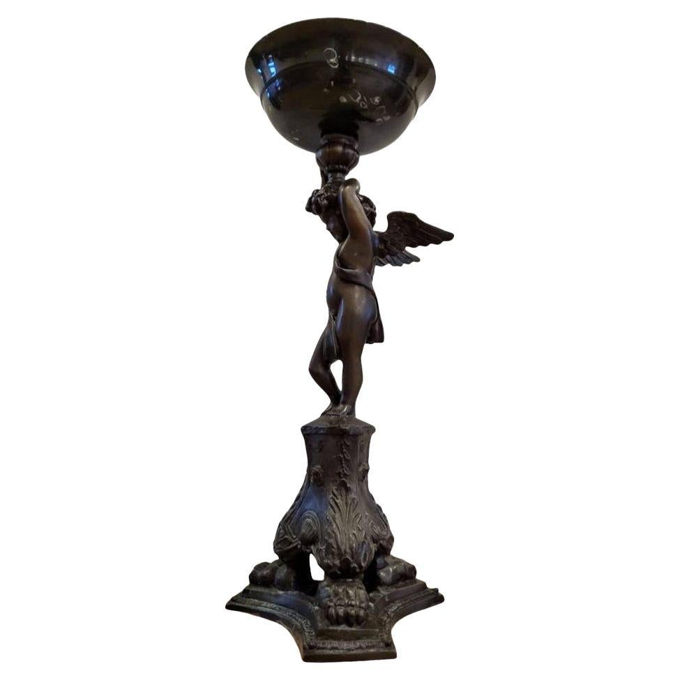 Antique Italian Neoclassical Patinated Bronze Putti Jardiniere For Sale