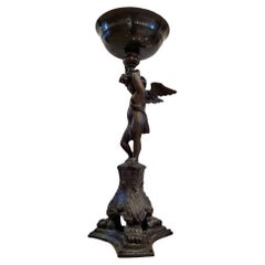 Antique Italian Neoclassical Patinated Bronze Putti Jardiniere
