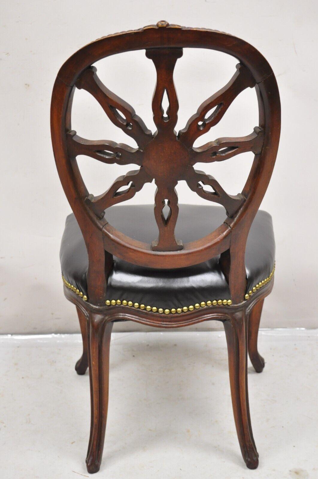 Antique Italian Neoclassical Pinwheel Carved Mahogany Dining Chairs - Set of 4 6