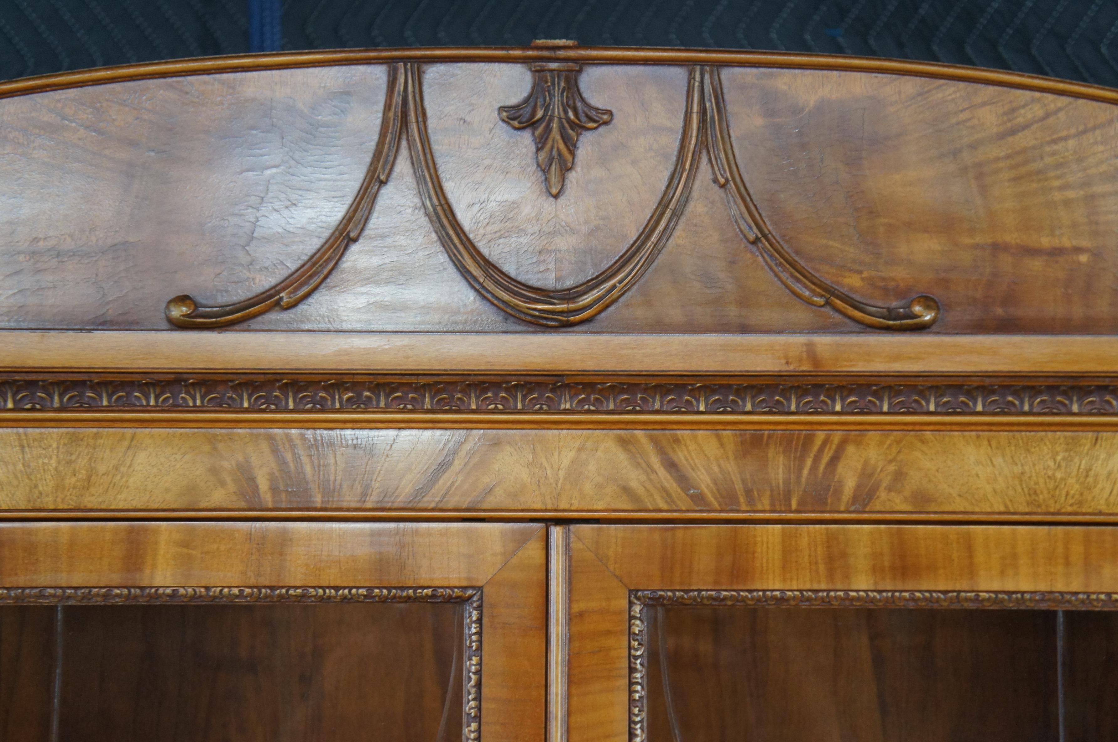 20th Century Antique Italian Neoclassical Satinwood China Display Cabinet Curio Cupboard  76
