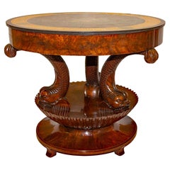 Antique Italian Neoclassical Sgagliola Table with Carved Dolphin Base circa 1810