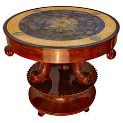 Antique Italian Neoclassical Sgagliola Table with Carved Dolphin Base circa 1810