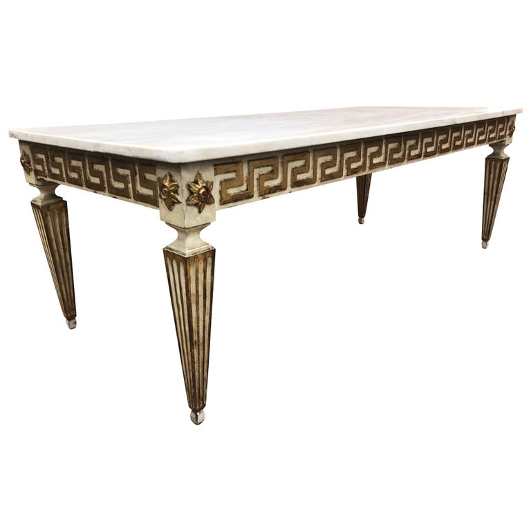 Antique Italian Neoclassical Style Marble Top Coffee Table