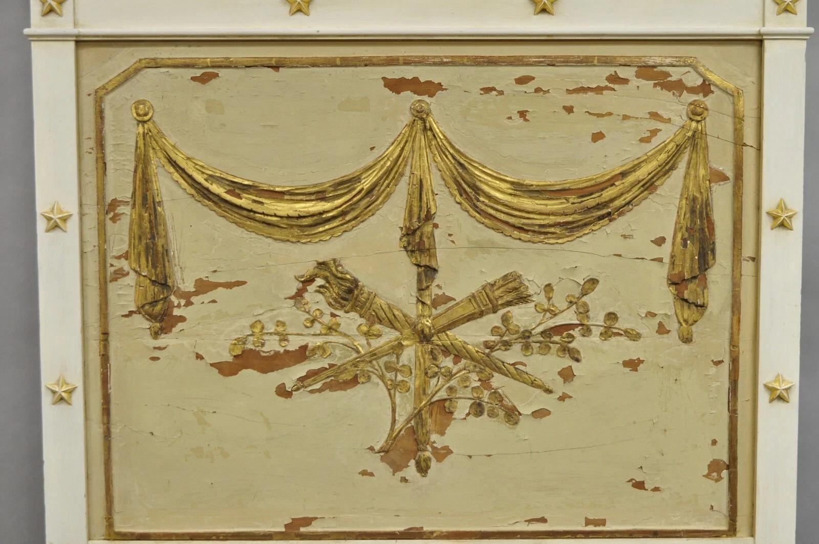 Antike italienische neoklassische weiß Distress gemalt Gold vergoldet 72