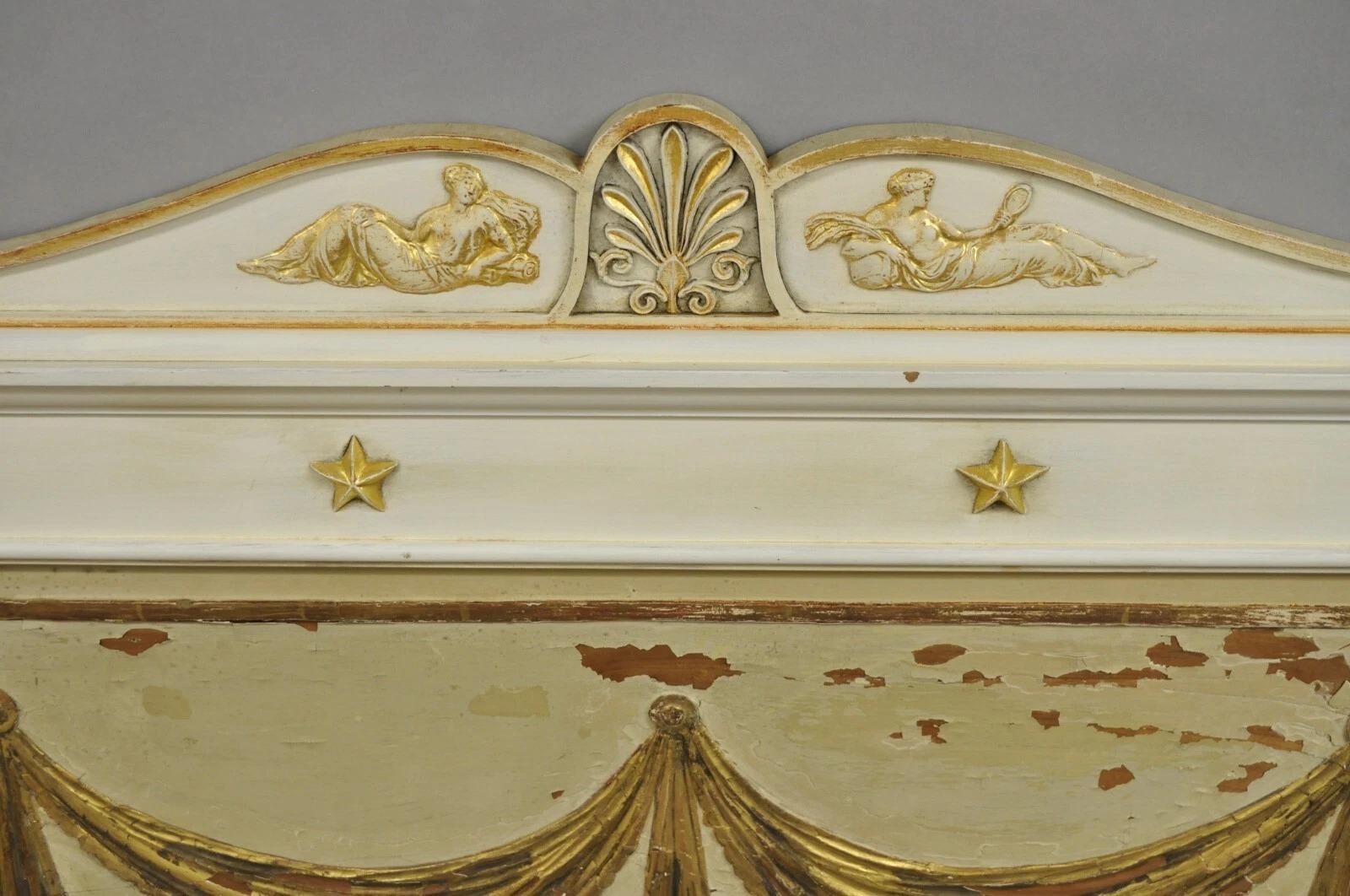 Antike italienische neoklassische weiß Distress gemalt Gold vergoldet 72