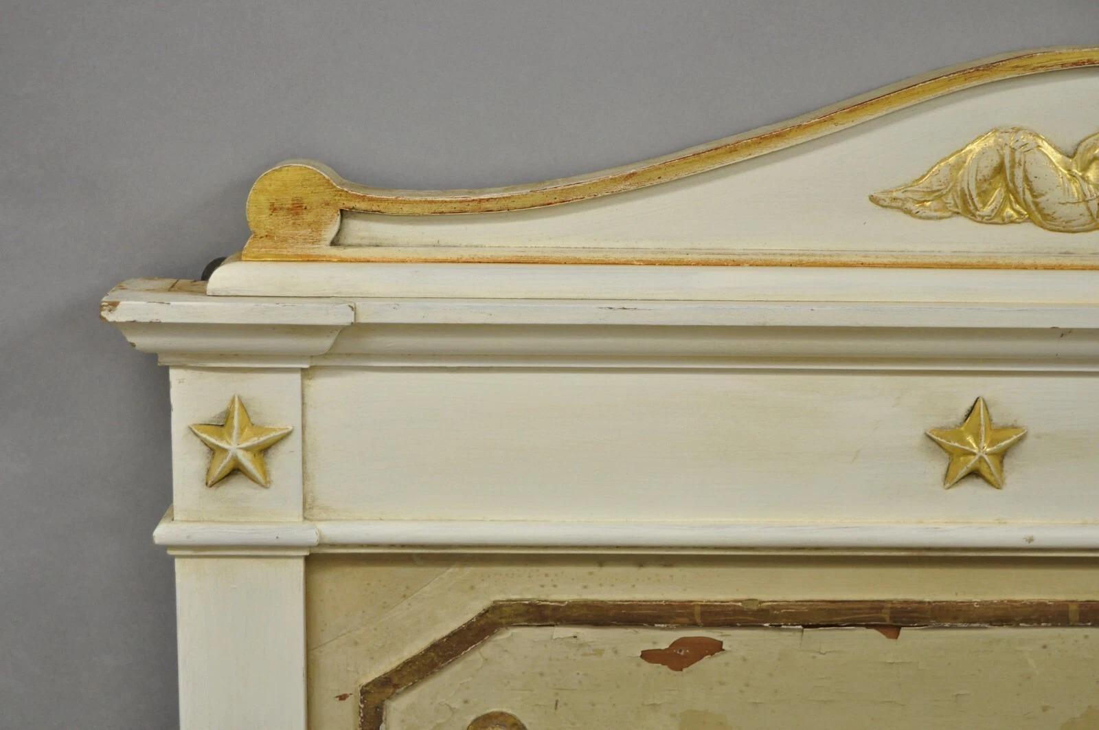Antike italienische neoklassische weiß Distress gemalt Gold vergoldet 72