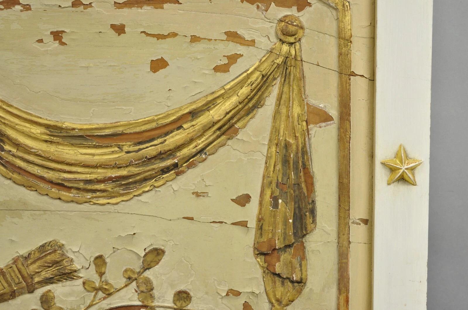Antike italienische neoklassische weiß Distress gemalt Gold vergoldet 72