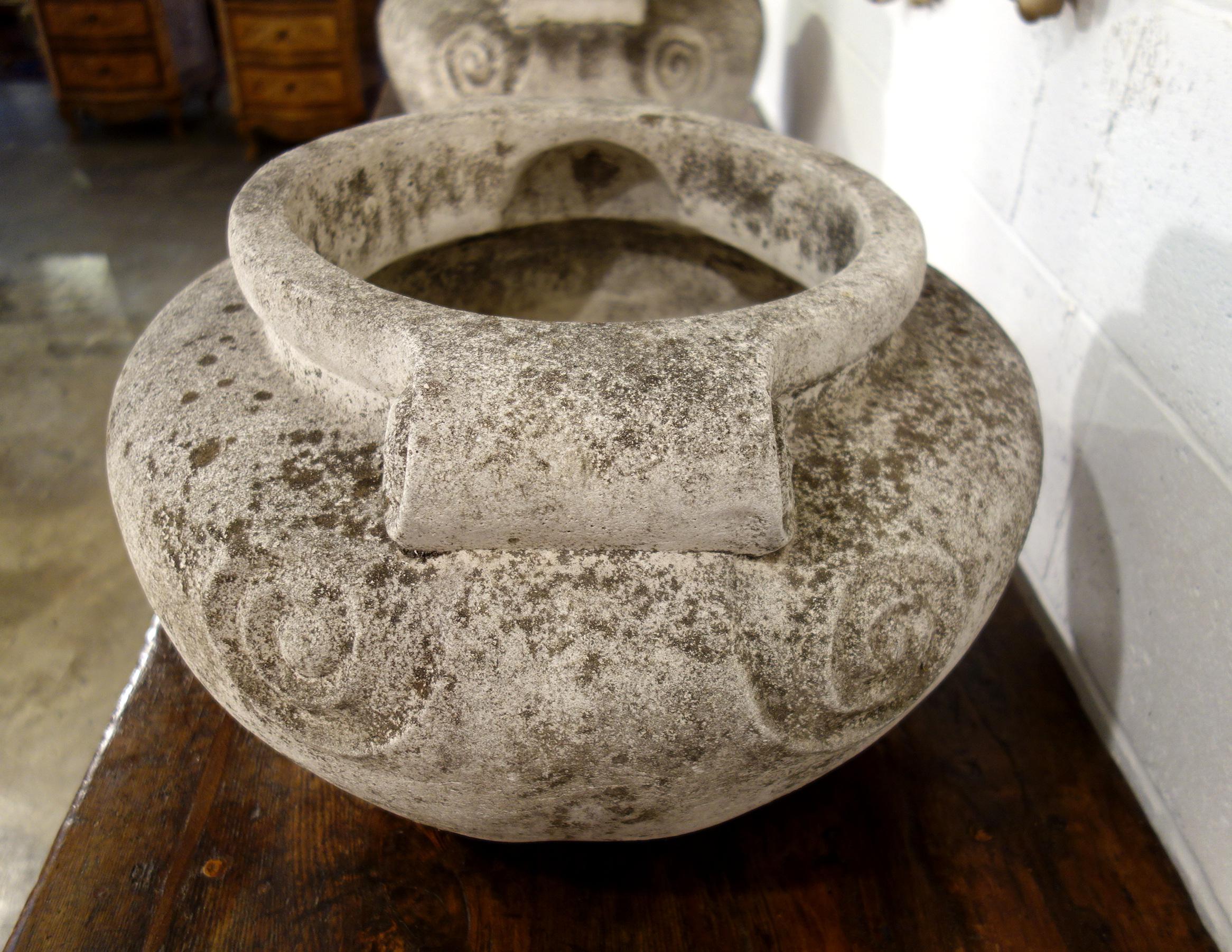 Antique Italian Nouveau Style Large Pair of Grisaglia Urns from Lake Como 4