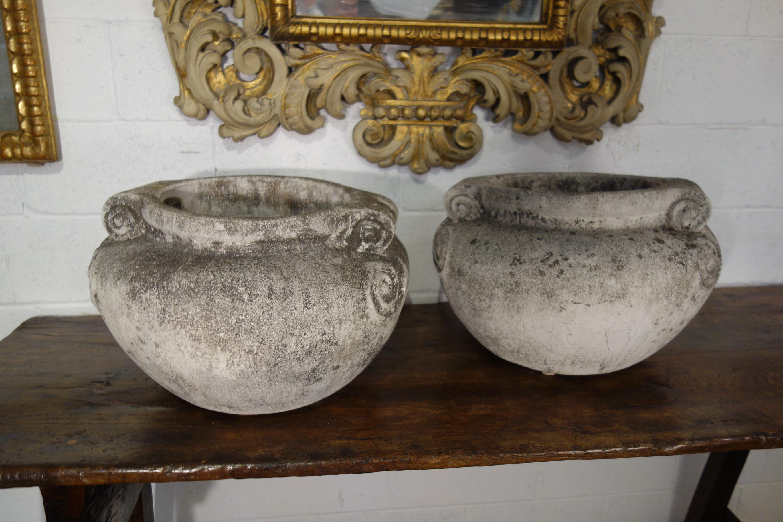 Antique Italian Nouveau Style Large Pair of Grisaglia Urns from Lake Como 10