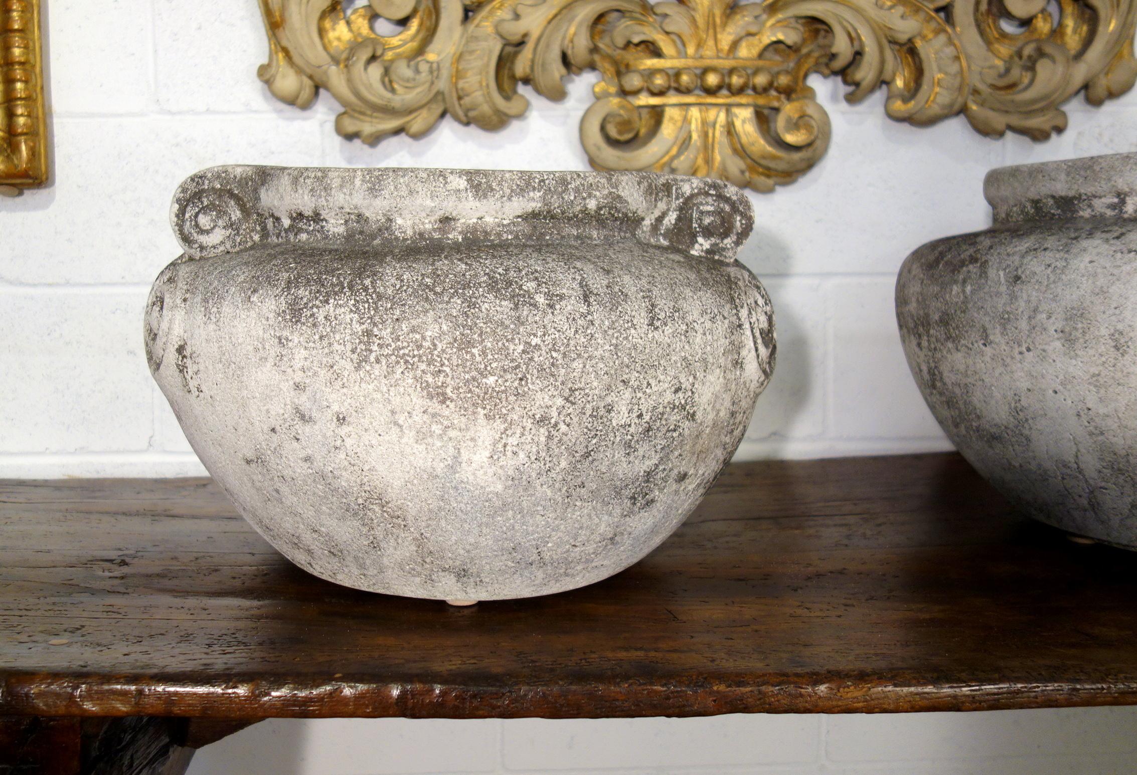 Art Nouveau Antique Italian Nouveau Style Large Pair of Grisaglia Urns from Lake Como