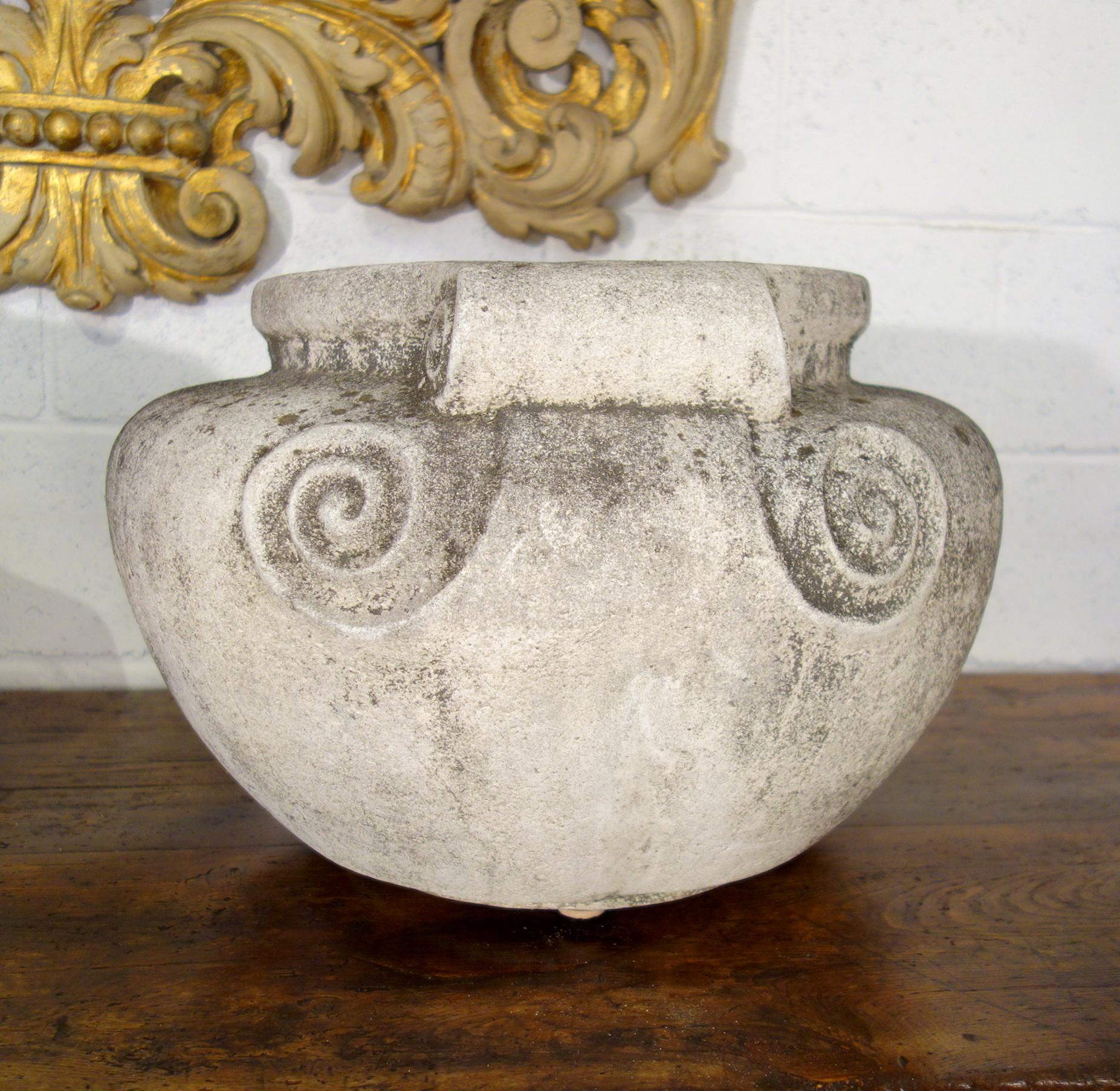 Hand-Crafted Antique Italian Nouveau Style Large Pair of Grisaglia Urns from Lake Como