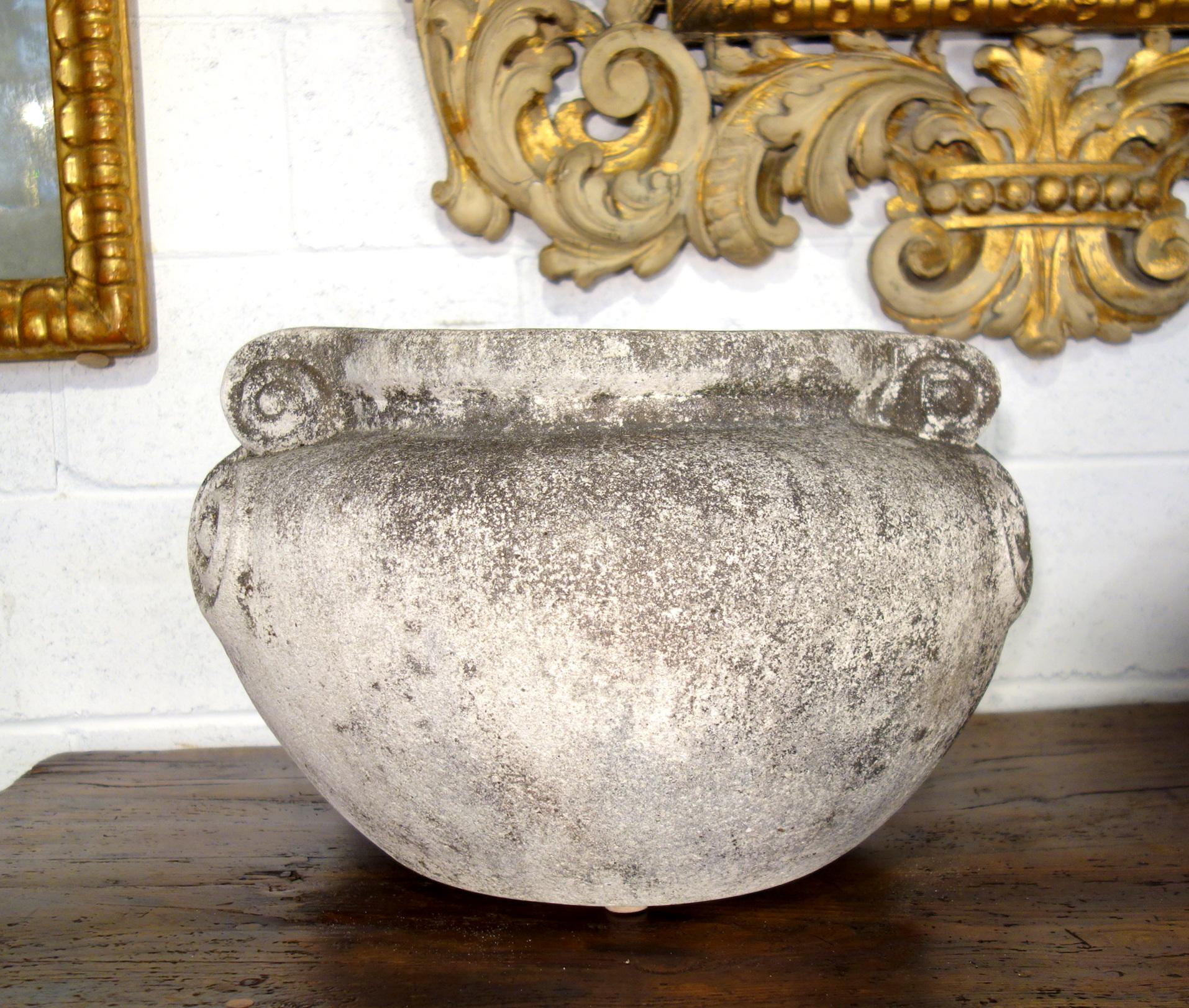 Early 20th Century Antique Italian Nouveau Style Large Pair of Grisaglia Urns from Lake Como