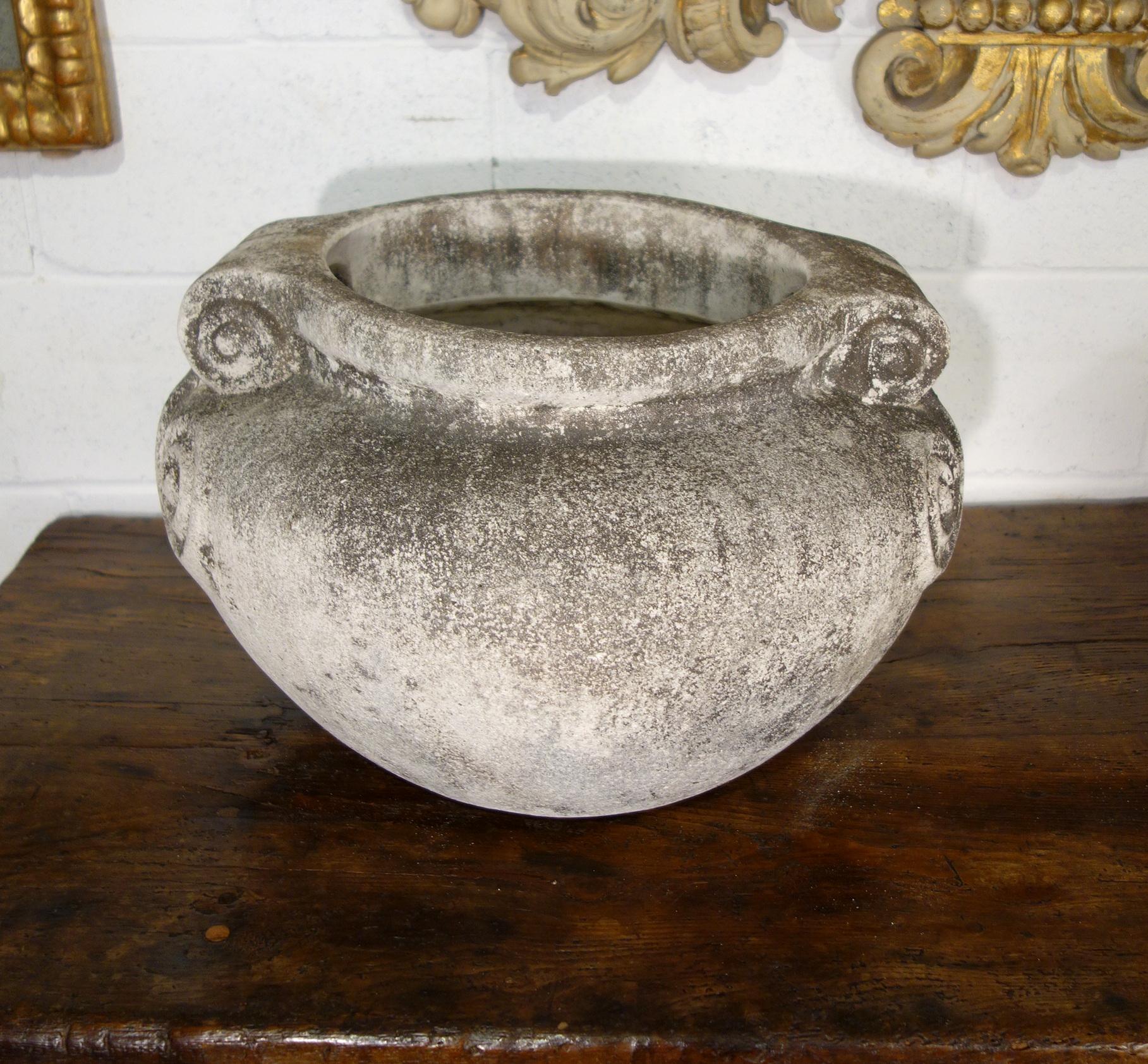 Stone Antique Italian Nouveau Style Large Pair of Grisaglia Urns from Lake Como