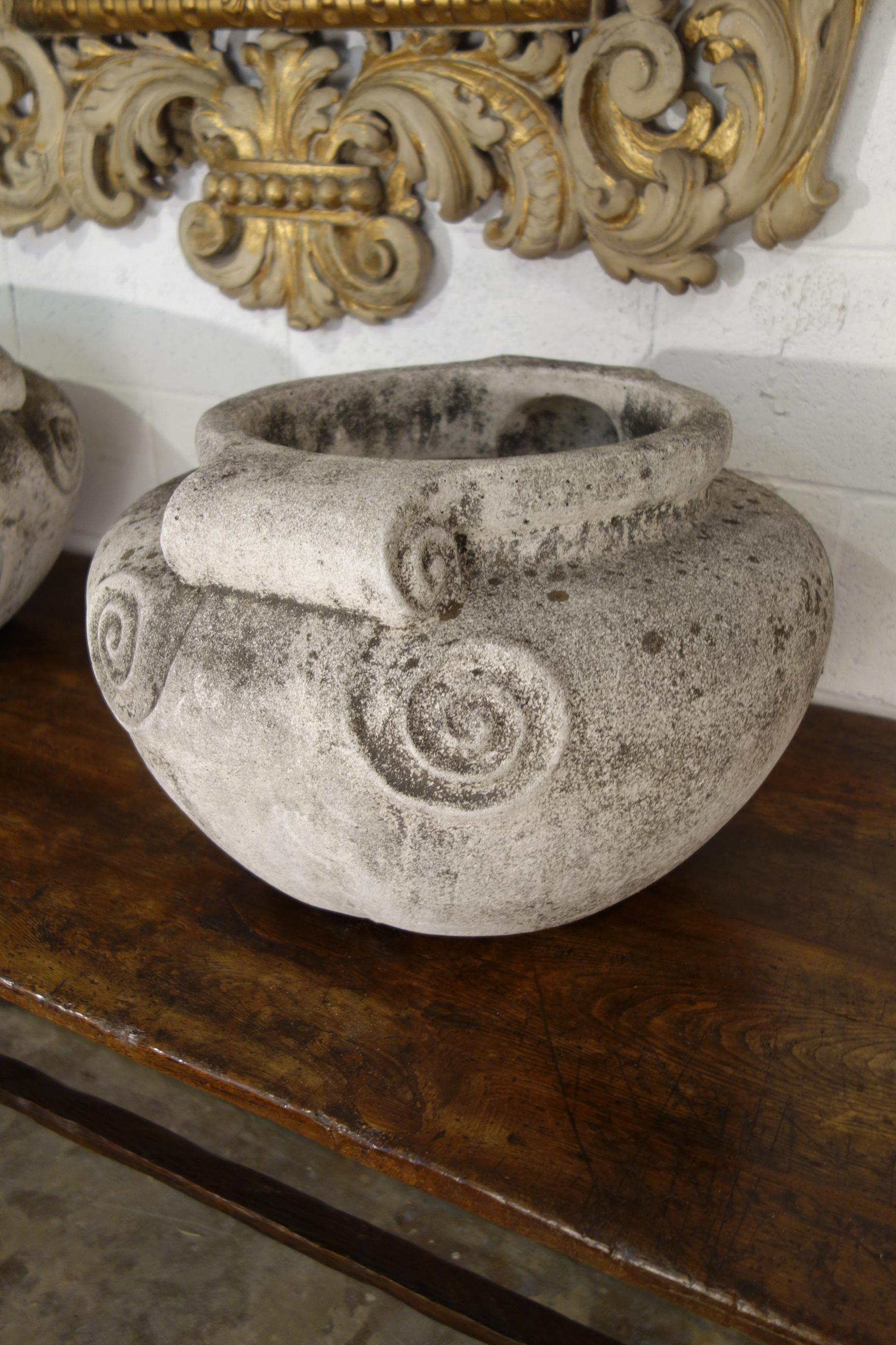 Antique Italian Nouveau Style Large Pair of Grisaglia Urns from Lake Como 1