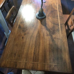Antique Italian Oak, Diamond Parquetry and Iron Dining Table