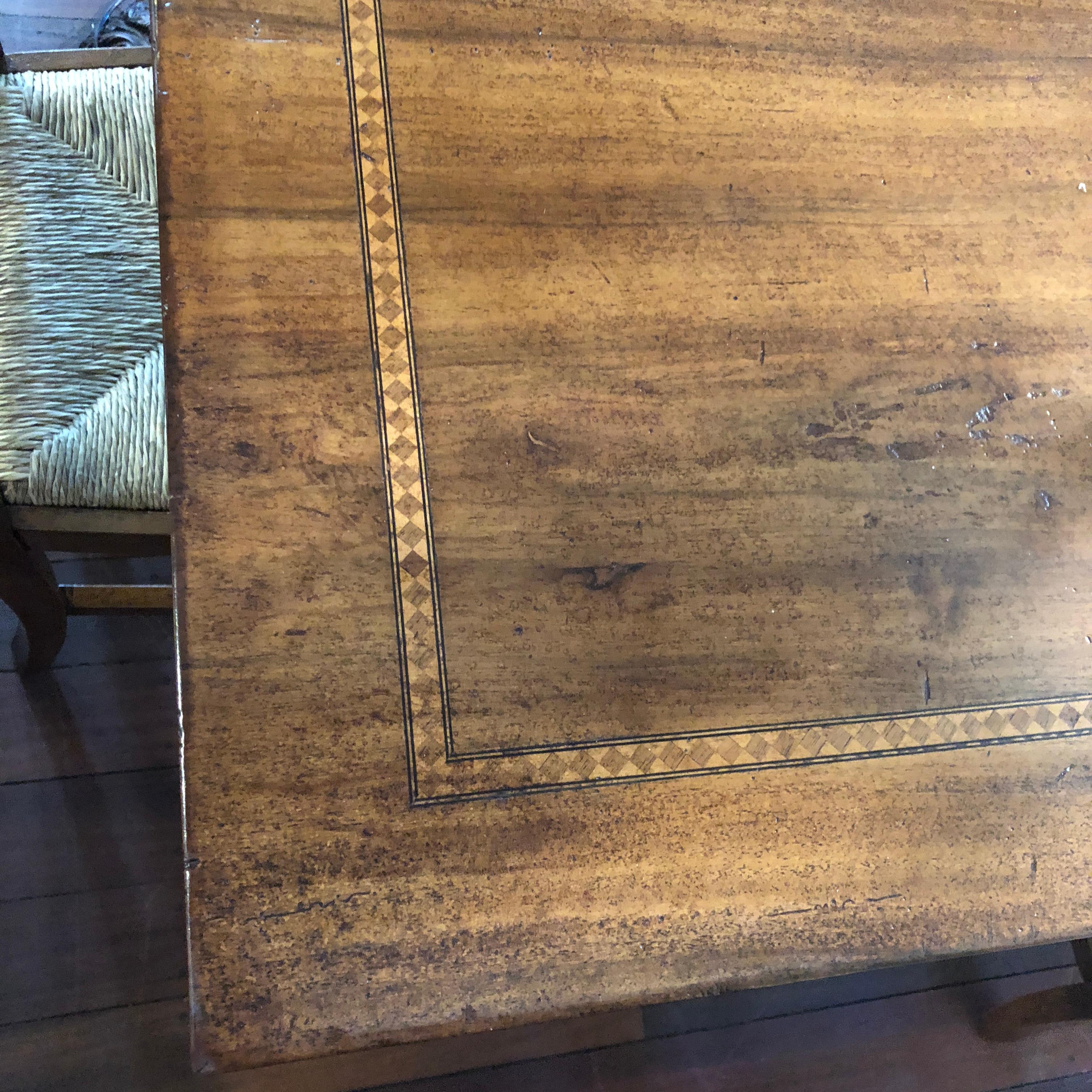Antique Italian Oak, Diamond Parquetry and Iron Dining Table In Excellent Condition For Sale In Perth , AU