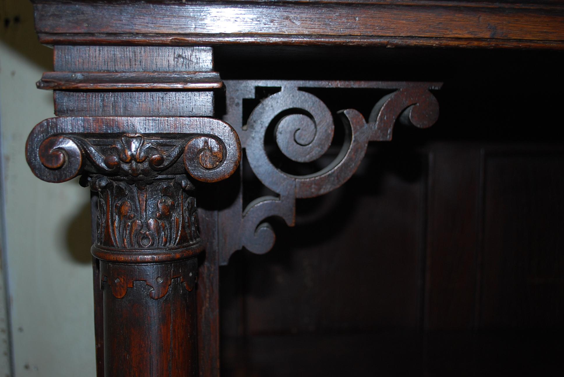 Antique Italian Oak Renaissance Revival Collectors Cabinet on Stand For Sale 1