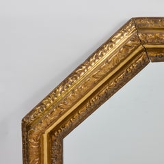 Antique Italian Octagon Shaped Gilt-wood Frame with New Mirror
