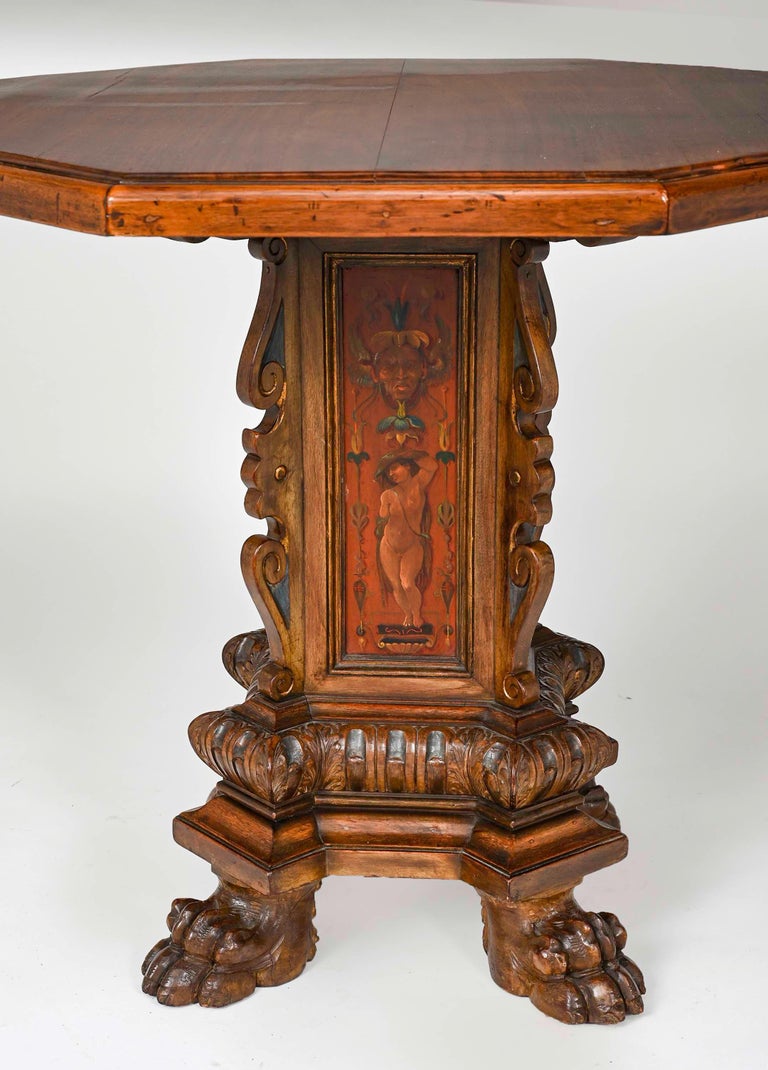 Antique Italian Octagon Walnut Pedestal Table For Sale at ...