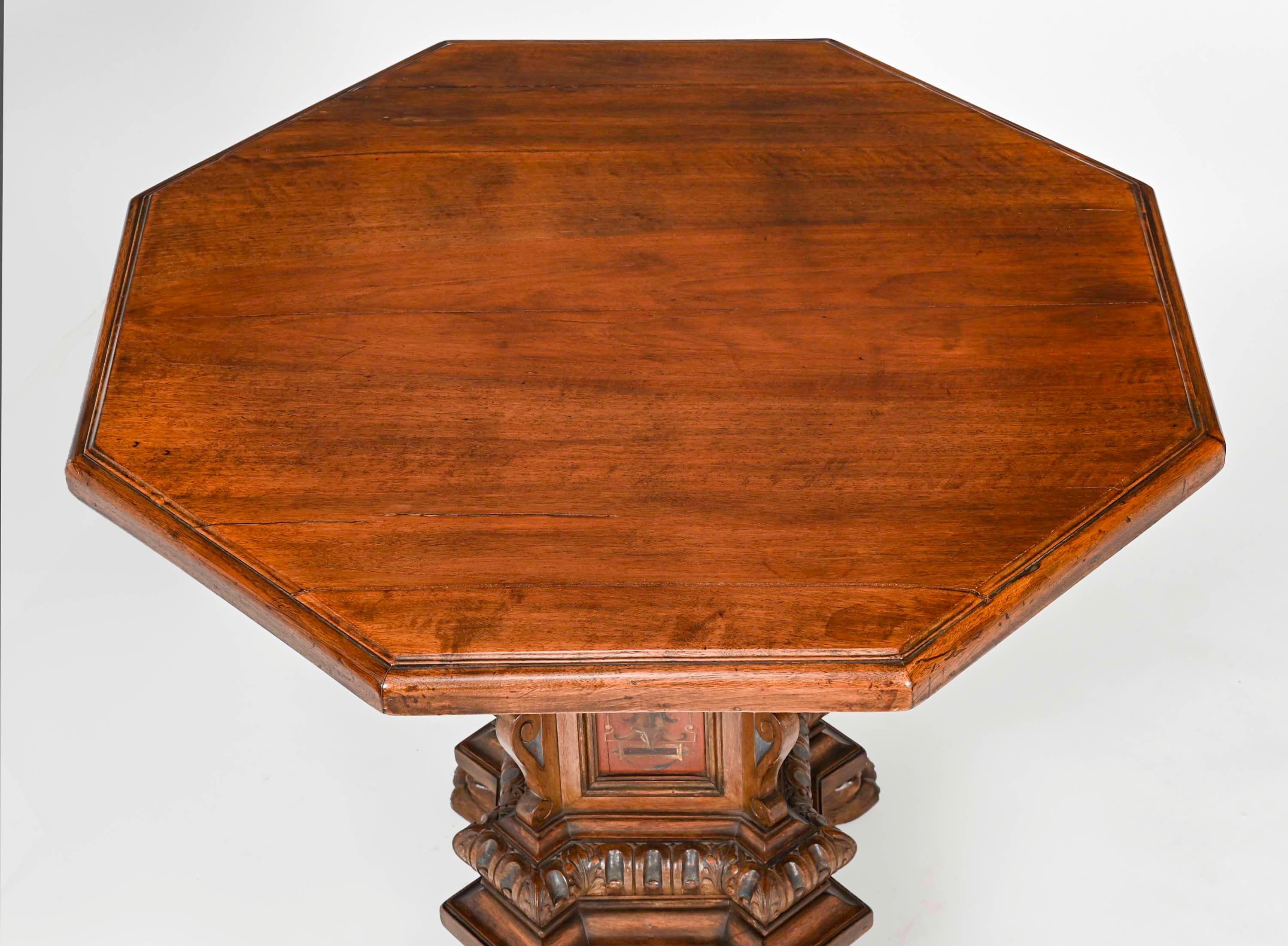 Walnut Pedestal Center Table,