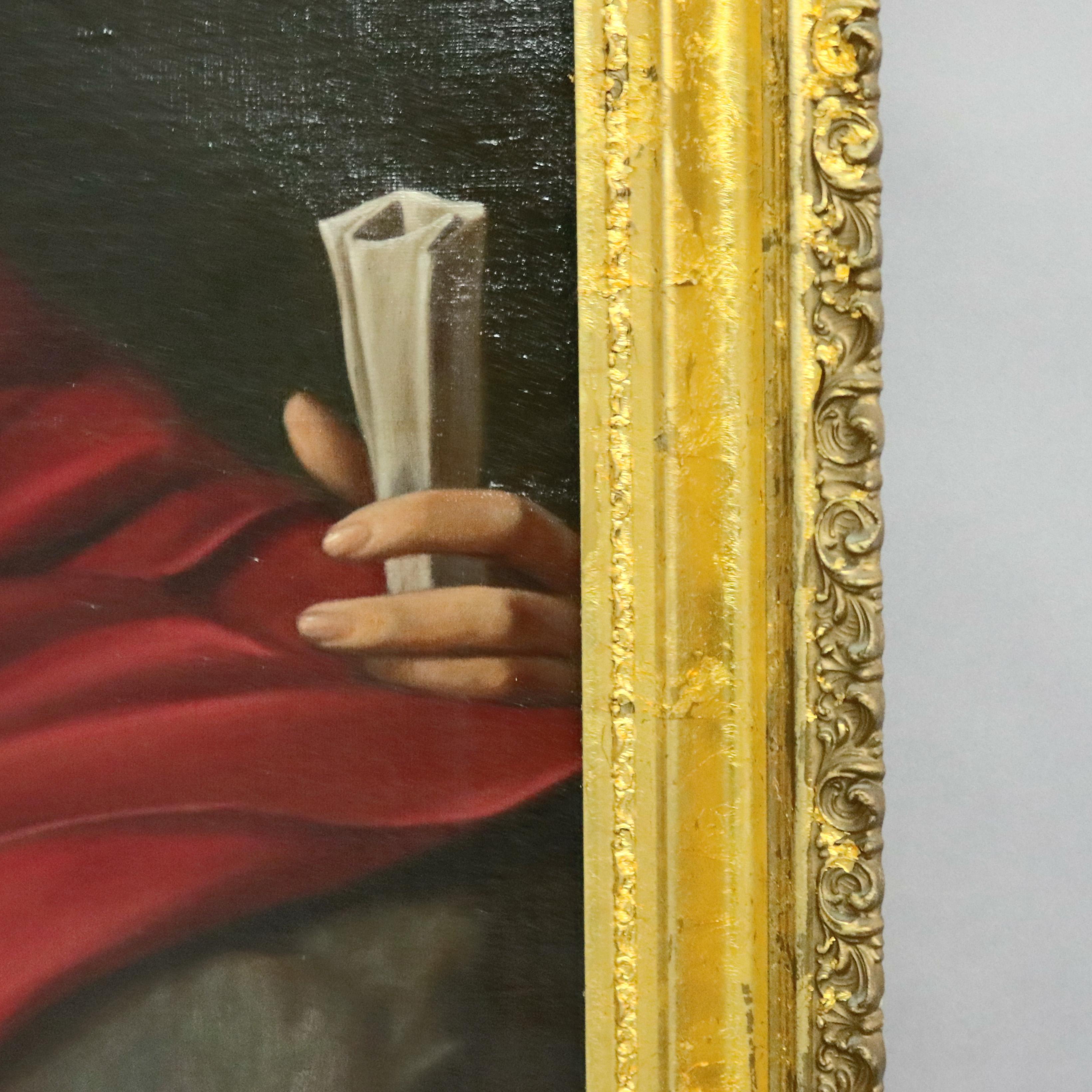 Classical Roman Antique Italian Oil on Canvas Old Master of Del Sarto's John The Baptist