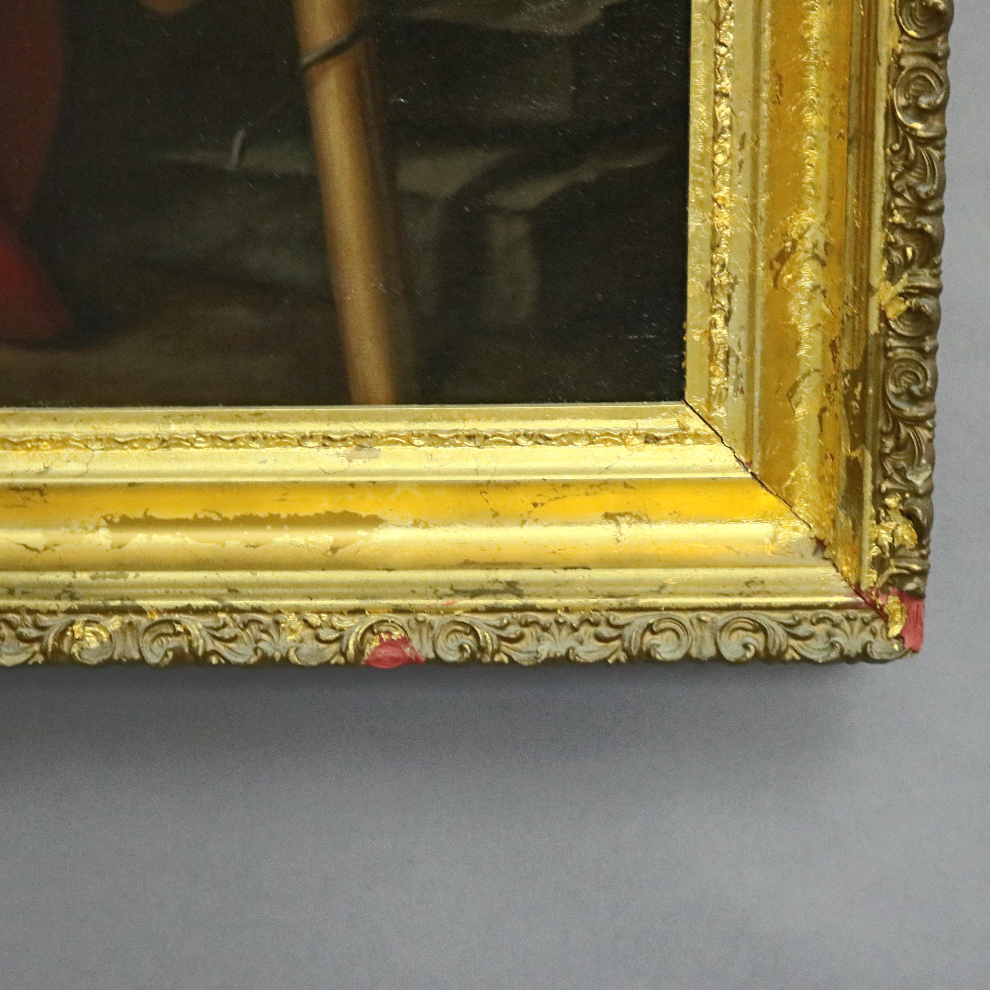 19th Century Antique Italian Oil on Canvas Old Master of Del Sarto's John The Baptist