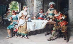 Antique Italian Oil on Canvas Painting by Cesare Augusto Detti 1891 19th C