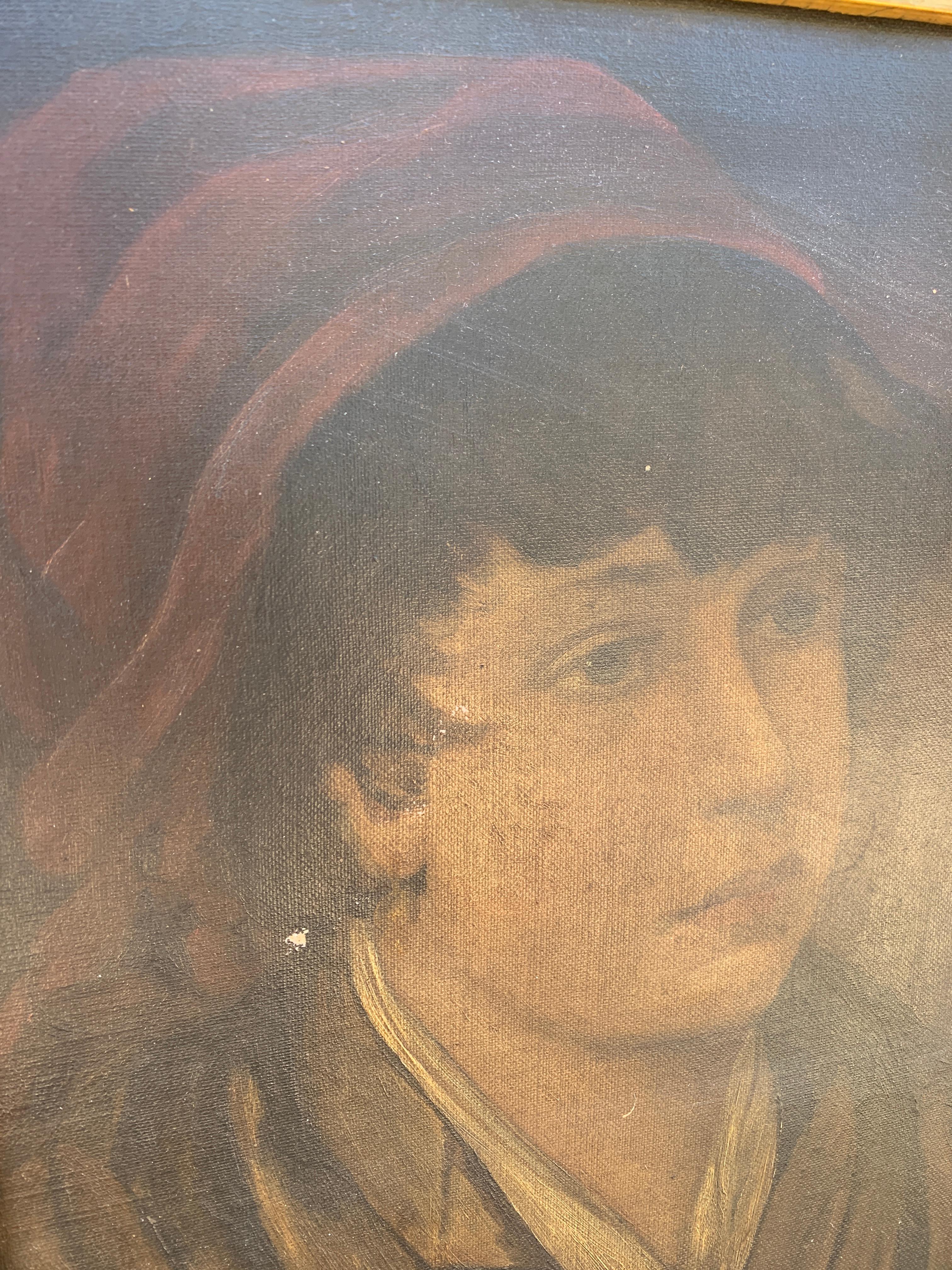 Antique Italian Oil on Canvas Portrait Painting of a Boy, Early 20th Century For Sale 1