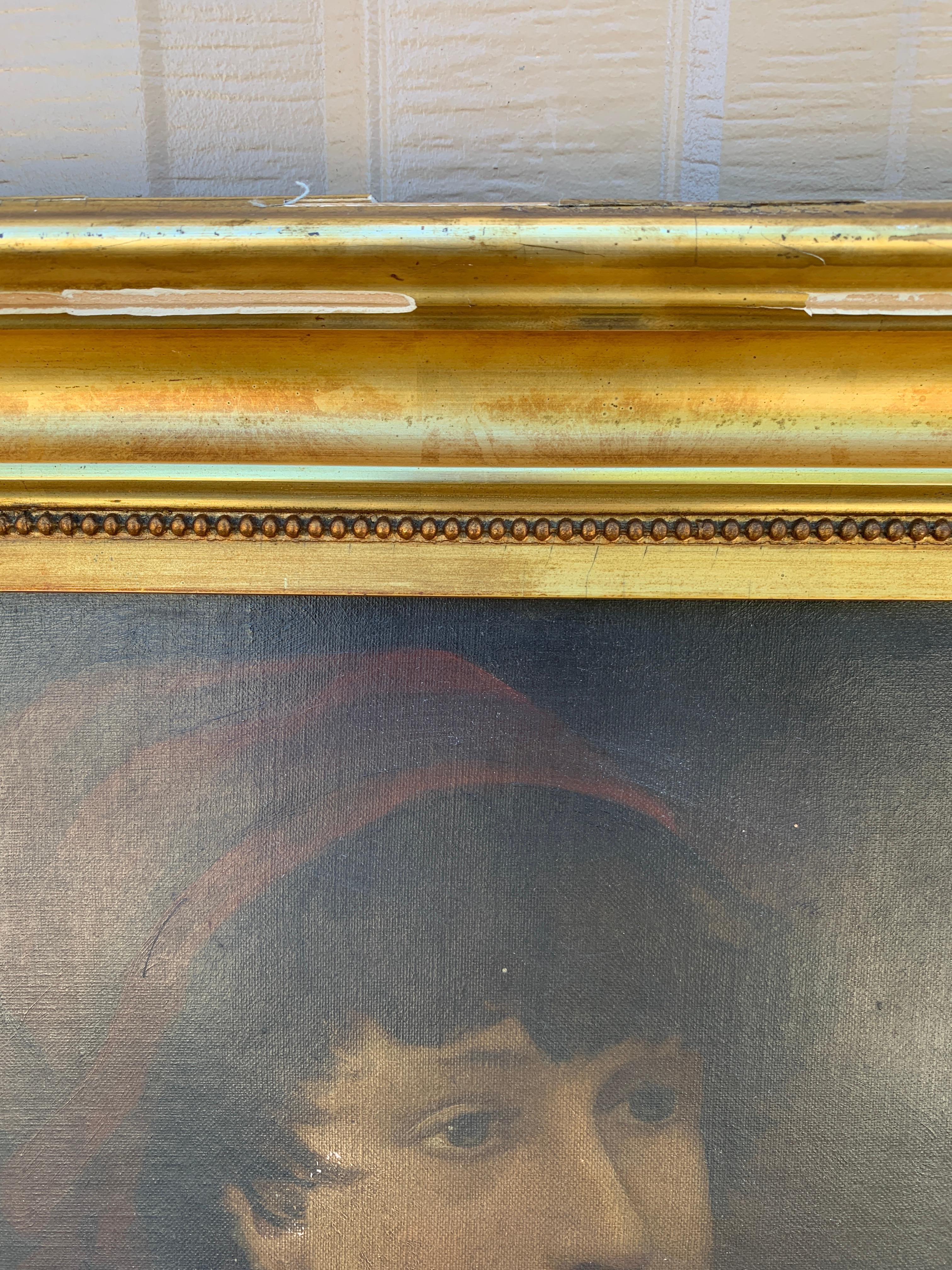Antique Italian Oil on Canvas Portrait Painting of a Boy, Early 20th Century For Sale 3