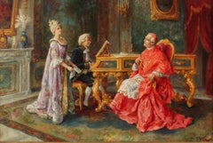 Antique Italian Oil Painting A Music Recital Ettore Ascenzi 19th Century