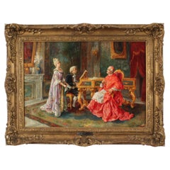 Antique Italian Oil Painting A Music Recital Ettore Ascenzi 19th Century