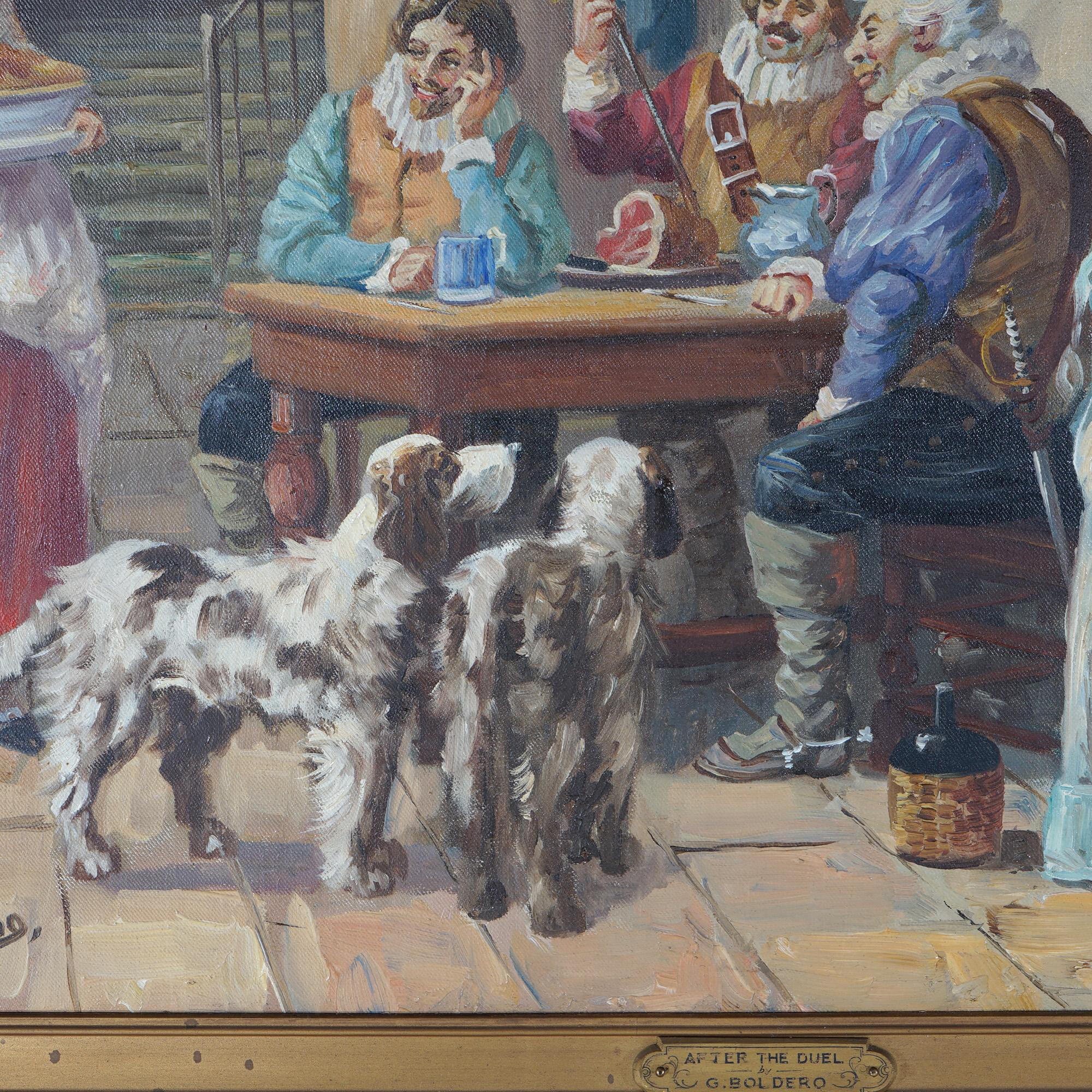 Peinture à l'huile italienne ancienne  D'après The Dual de G. Boldero, vers 1890 8