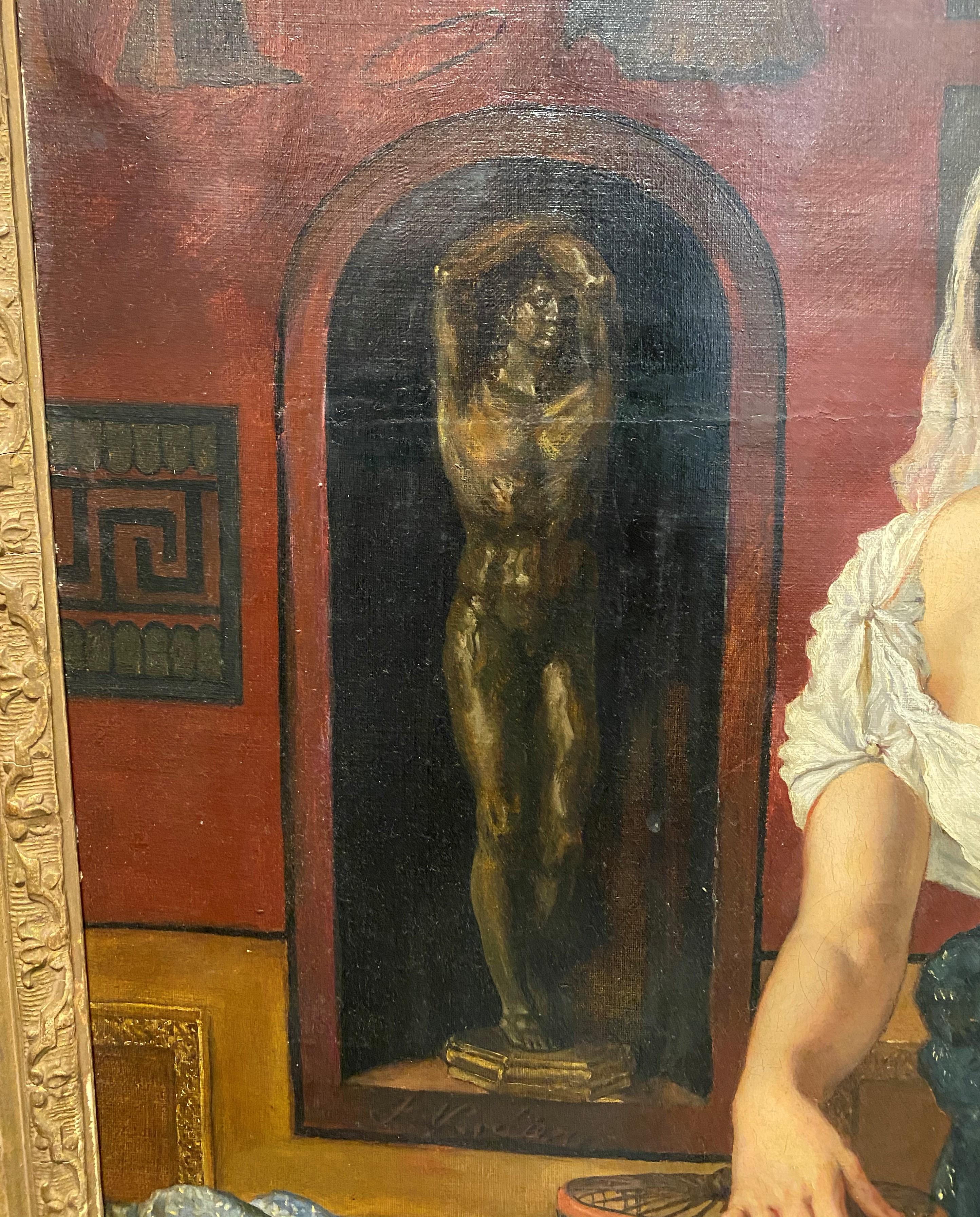 19th Century Antique Italian Oil Painting For Sale