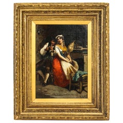 Antique Italian Oil Painting Francesco Peluso, 19th Century