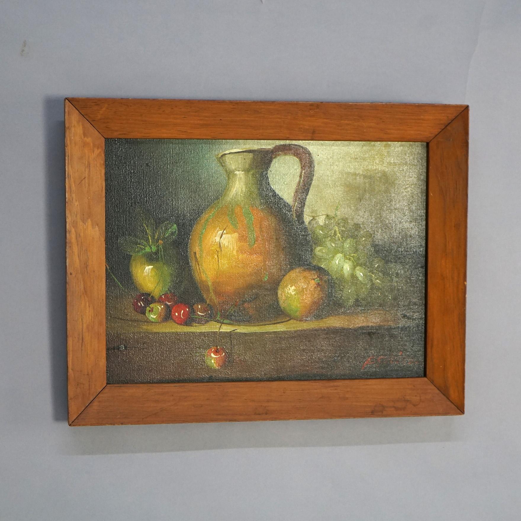 Antique Italian Oil Painting, Fruit Still Life, c1930, Artist Signed For Sale 1
