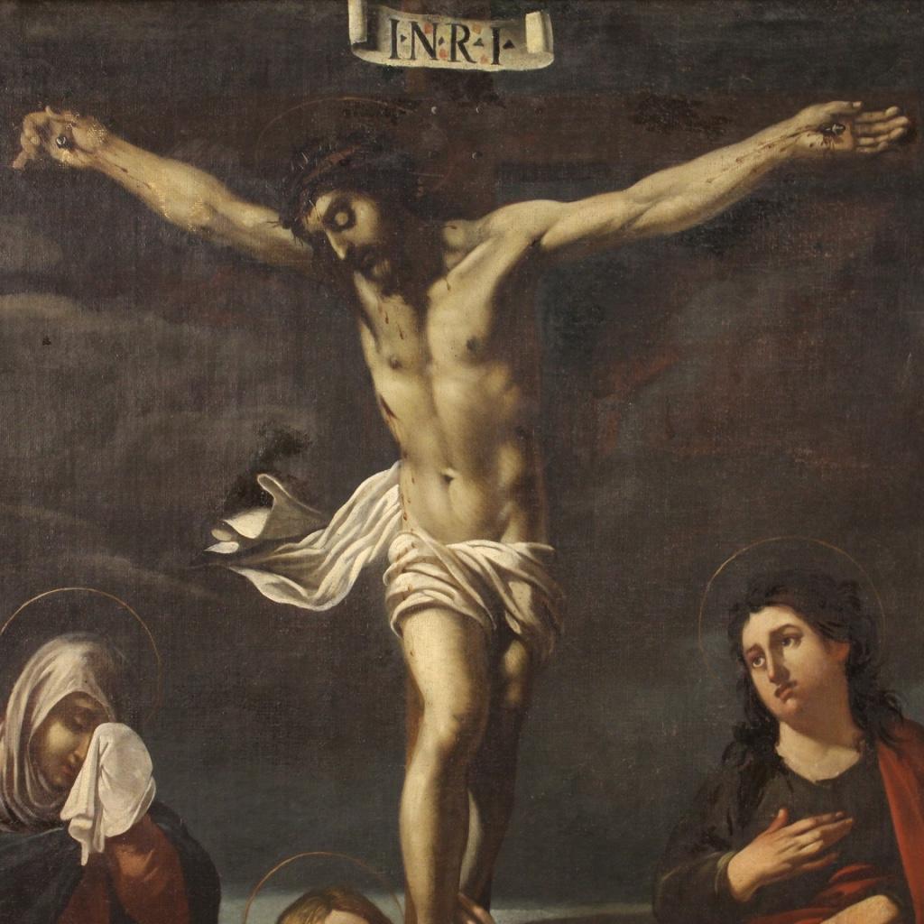 Antique Italian Oil Painting on Canvas Crucifixion from the 18th Century In Good Condition For Sale In London, GB