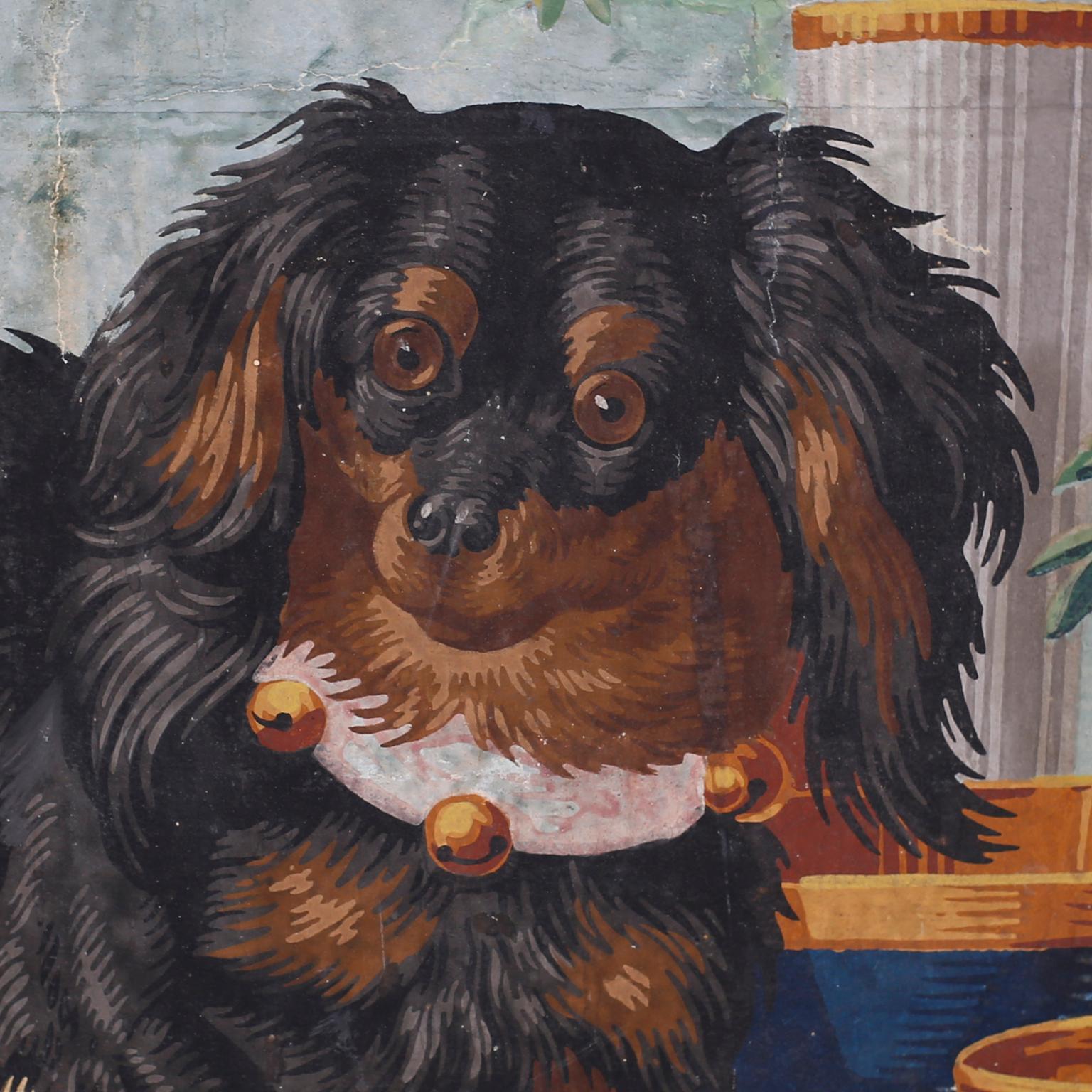 Antique Italian Oil Painting on Canvas of a Dog 3