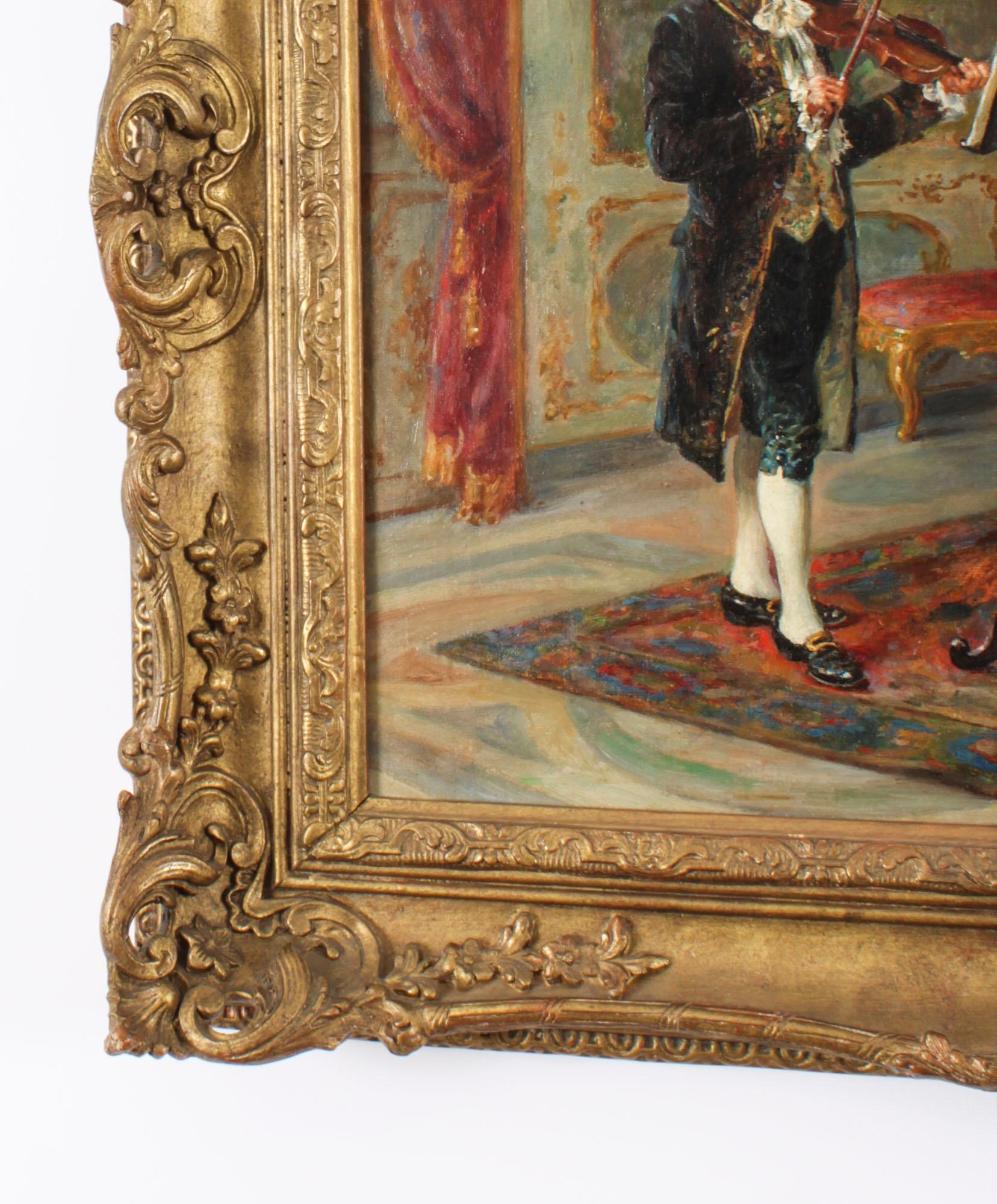 Antikes italienisches Ölgemälde Geigenkonzert Ettore Ascenzi 19. im Angebot 10