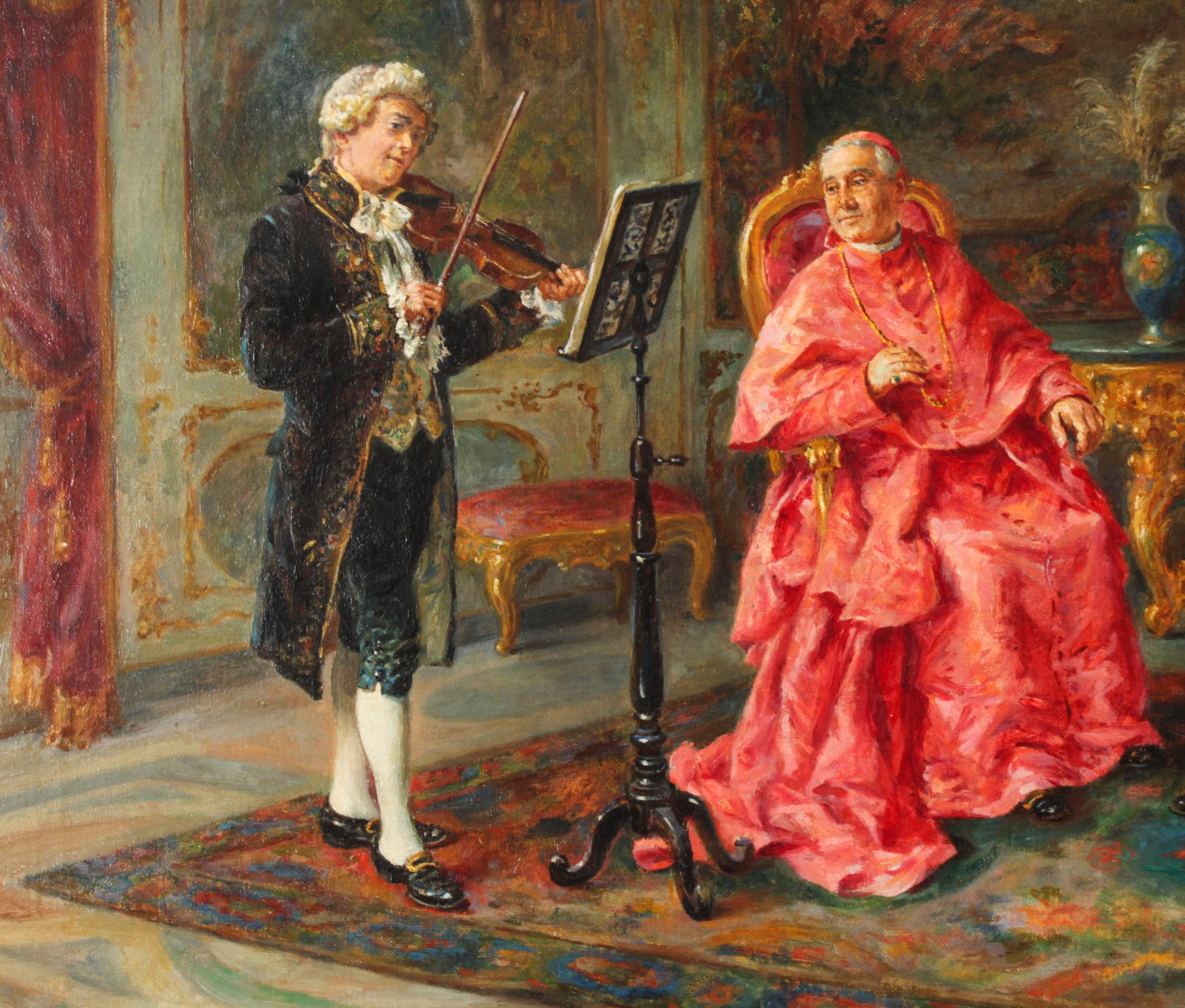 Antikes italienisches Ölgemälde Geigenkonzert Ettore Ascenzi 19. (19. Jahrhundert) im Angebot