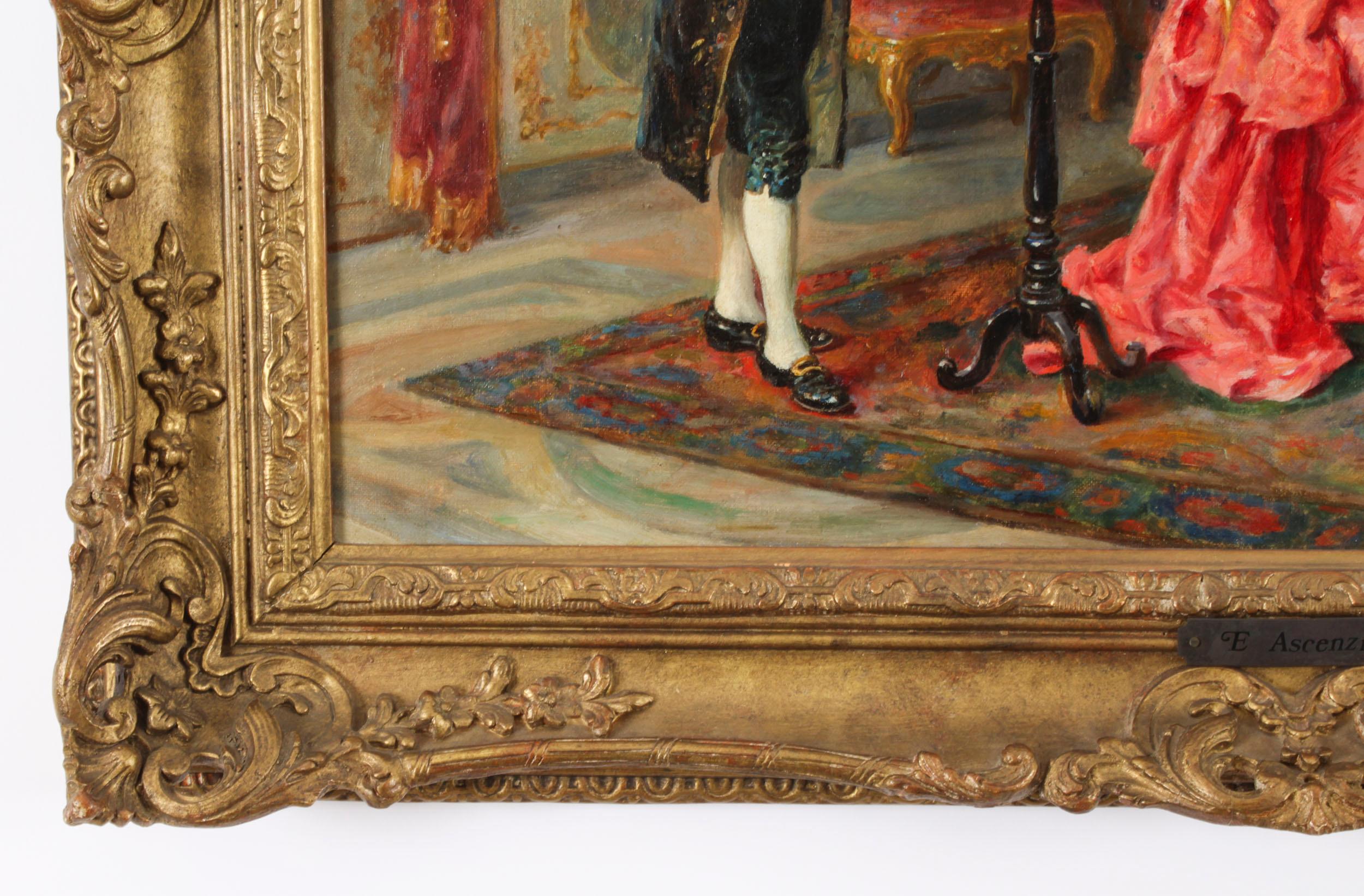 Antikes italienisches Ölgemälde Geigenkonzert Ettore Ascenzi 19. im Angebot 2